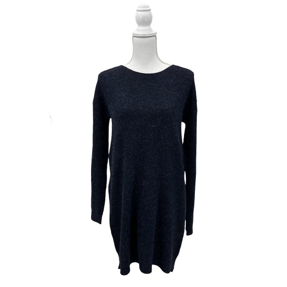 Hem & Thread Navy Sweater Dress with Floral Tieback Bow Super Soft Size M - Picture 3 of 10